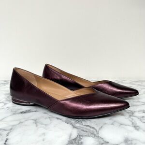 Naturalizer Havana Pointed Toe Leather Shoes Flats Cabernet Sauvignon Wine 8.5